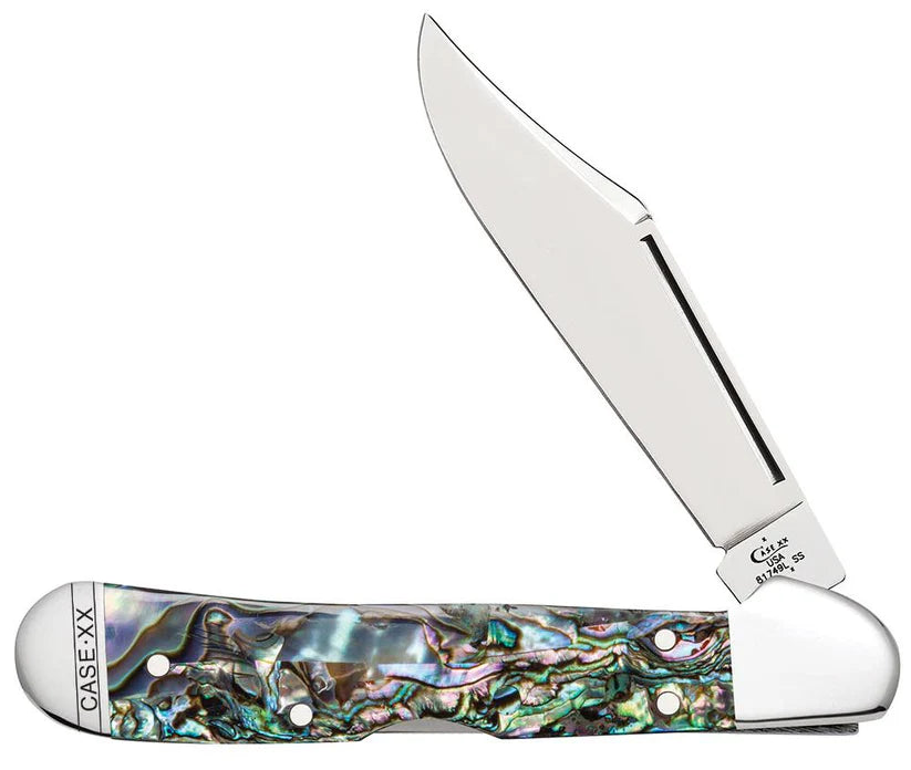 Case Mini CopperLock® – Smooth Abalone – Tru-Sharp™ Stainless Steel – Made in USA