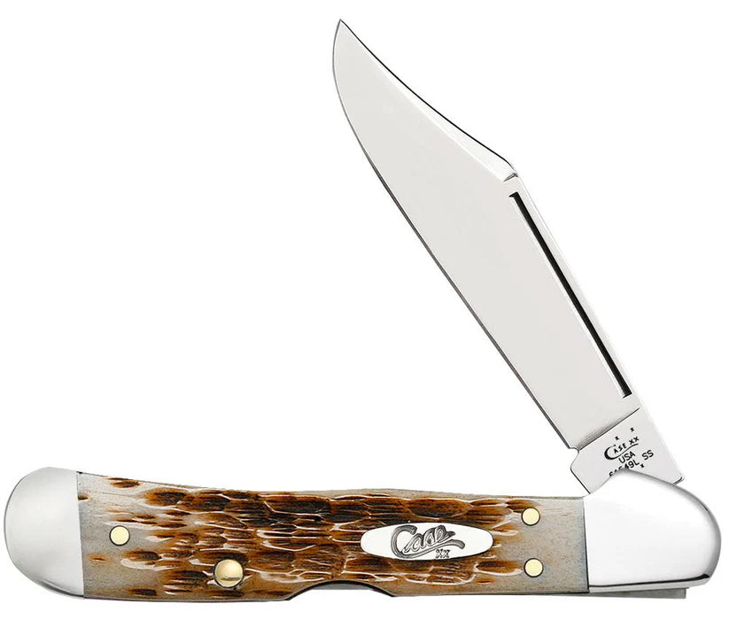 Case Mini CopperLock® – Amber Bone – Tru-Sharp™ Stainless Steel – Made in USA