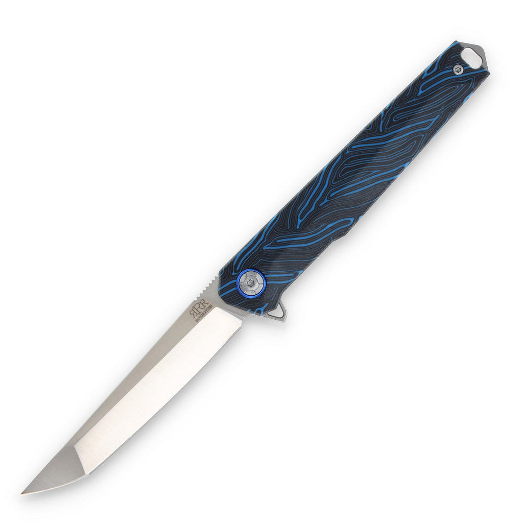 Rough Ryder Reserve RRR028 Tanto Linerlock Knife – Black/Blue G-10